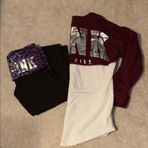 Crop yoga and oversized sweater